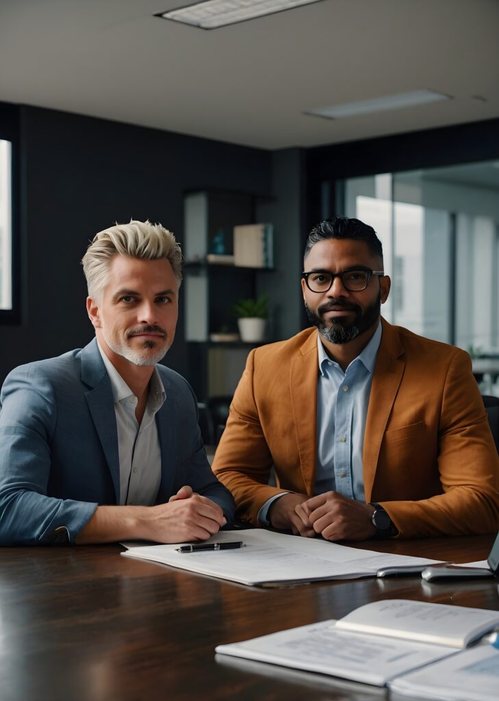 employes examinant les finances au bureau